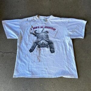 Vintage 90s I don't do mornings cat humor graphic funny tee shirt tshirt